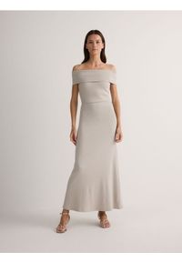 Reserved - Dzianinowa sukienka z modalem - beżowy. Kolor: beżowy. Materiał: dzianina #1