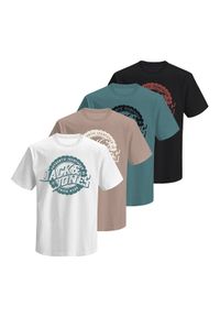 Jack & Jones Komplet 4 t-shirtów Blubaron 12291659 Kolorowy Regular Fit. Materiał: bawełna. Wzór: kolorowy