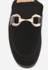 Renee - Czarne Klapki Mule Ozdobione Klamrą Peromela. Okazja: na co dzień. Kolor: czarny. Materiał: dzianina. Wzór: aplikacja. Styl: elegancki, casual #7