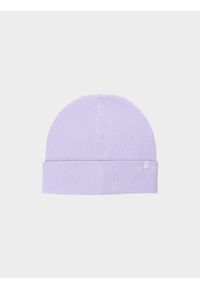 4f - Czapka beanie dziecięca - fioletowa. Kolor: fioletowy. Materiał: bawełna, materiał, dzianina. Sezon: wiosna. Styl: casual, sportowy, klasyczny #1