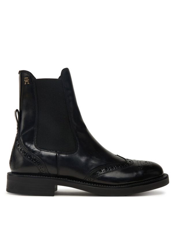 TOMMY HILFIGER - Tommy Hilfiger Sztyblety Brogue Boot FW0FW09151 Czarny. Kolor: czarny. Materiał: skóra