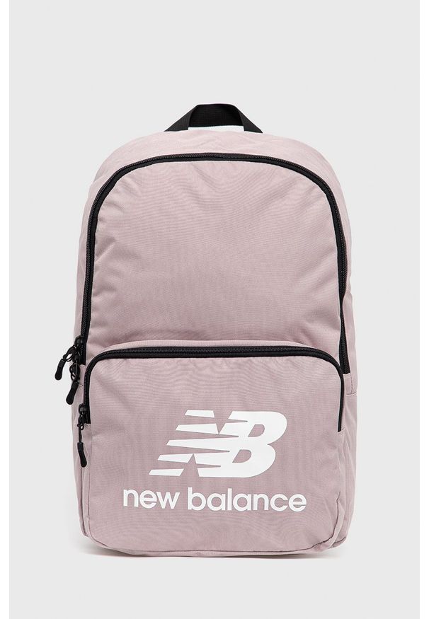 New Balance Plecak damski kolor różowy duży z nadrukiem. Kolor: różowy. Wzór: nadruk