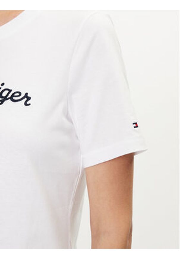TOMMY HILFIGER - Tommy Hilfiger T-Shirt Script WW0WW42589 Biały Regular Fit. Kolor: biały. Materiał: bawełna
