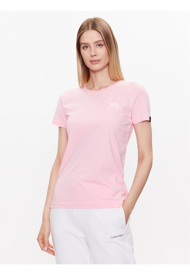 Alpha Industries T-Shirt Basic 196054 Różowy Regular Fit. Kolor: różowy. Materiał: bawełna