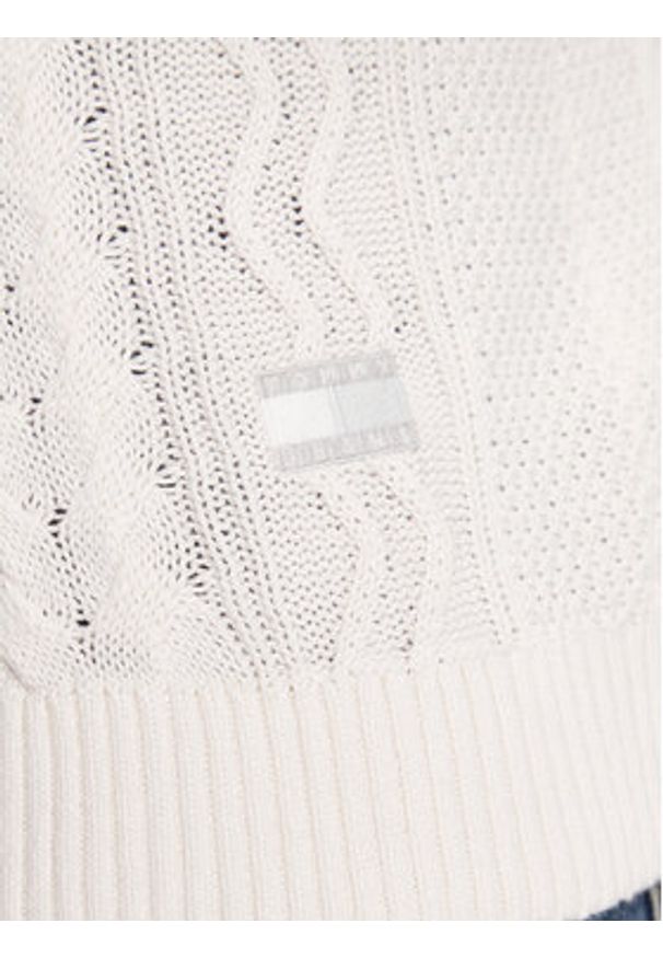 Tommy Jeans Sweter DM0DM22101 Biały Regular Fit. Kolor: biały. Materiał: bawełna