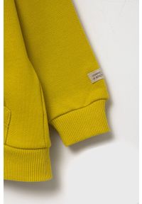 United Colors of Benetton bluza bawełniana dziecięca kolor zielony z kapturem gładka. Typ kołnierza: kaptur. Kolor: zielony. Materiał: bawełna. Długość rękawa: raglanowy rękaw. Wzór: gładki #3