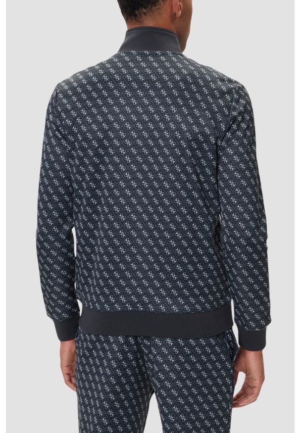 Guess - GUESS Czarna rozpinana męska bluza w monogram Korbin, Rozmiar XXL. Okazja: na co dzień. Kolor: czarny. Styl: casual, sportowy