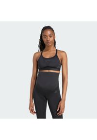 Adidas - Biustonosz Powerimpact Luxe Medium-Support Maternity. Kolekcja: moda ciążowa. Kolor: szary, czarny, wielokolorowy. Materiał: materiał. Sport: fitness #1