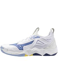Buty halowe Mizuno Wave Momentum. Kolor: wielokolorowy, niebieski, biały. Materiał: syntetyk. Model: Mizuno Wave. Sport: piłka ręczna #1