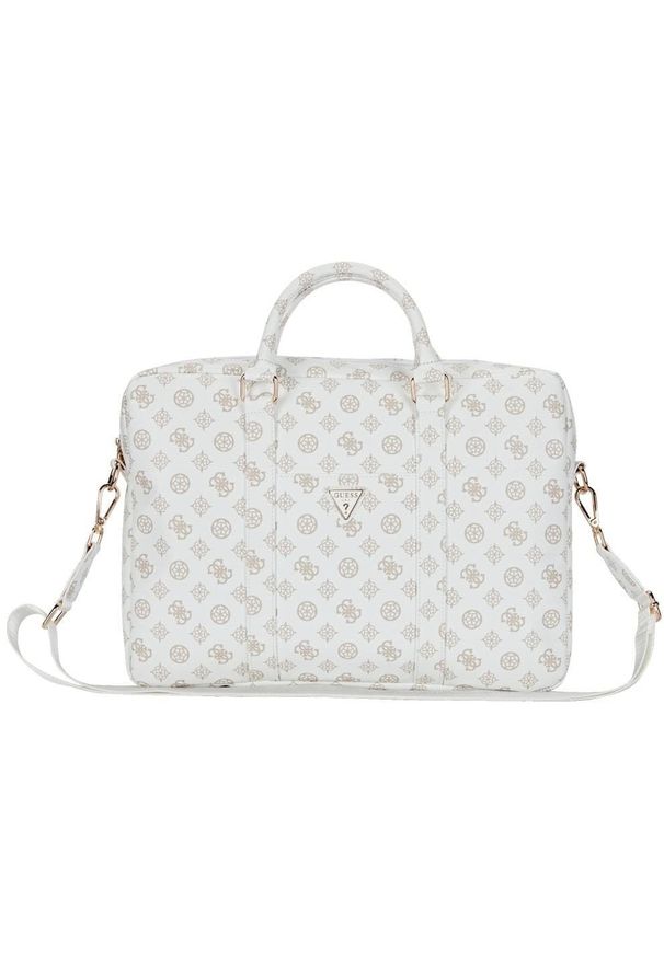 Bag Guess 4G Peony Front Pocket Zipper Triangle Logo 16" white