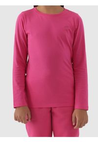 4f - 4F Longsleeve regular gladki dziewczęcy - różowy 146 (10-11 lat). Okazja: na co dzień. Kolor: różowy. Materiał: dzianina, bawełna, jersey. Długość rękawa: długi rękaw. Długość: długie. Wzór: gładki, ze splotem. Sezon: lato. Styl: klasyczny, sportowy, casual