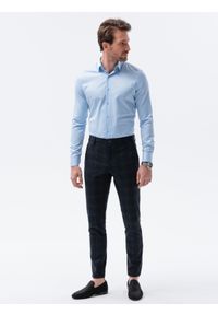 Ombre Clothing - Koszula męska z długim rękawem K593 - błękitna - XXL. Okazja: do pracy, na spotkanie biznesowe, na co dzień. Kolor: niebieski. Materiał: bawełna, poliester. Długość rękawa: długi rękaw. Długość: długie. Styl: casual, klasyczny, biznesowy #3