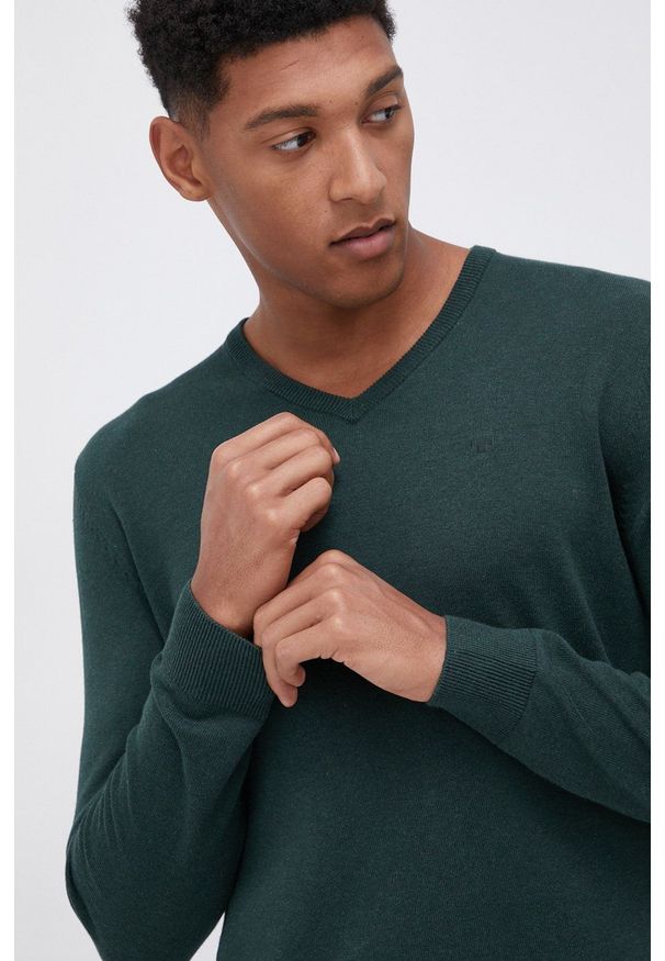 Tom Tailor - Sweter. Okazja: na co dzień. Kolor: zielony. Materiał: materiał, bawełna. Długość rękawa: długi rękaw. Długość: długie. Styl: casual