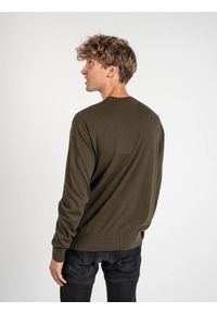 Les Hommes Sweter | LKK102-606A | Classic Fit Jumper | Mężczyzna | Khaki, Wojskowa Zieleń. Okazja: na co dzień. Kolor: brązowy. Materiał: bawełna. Styl: militarny #5