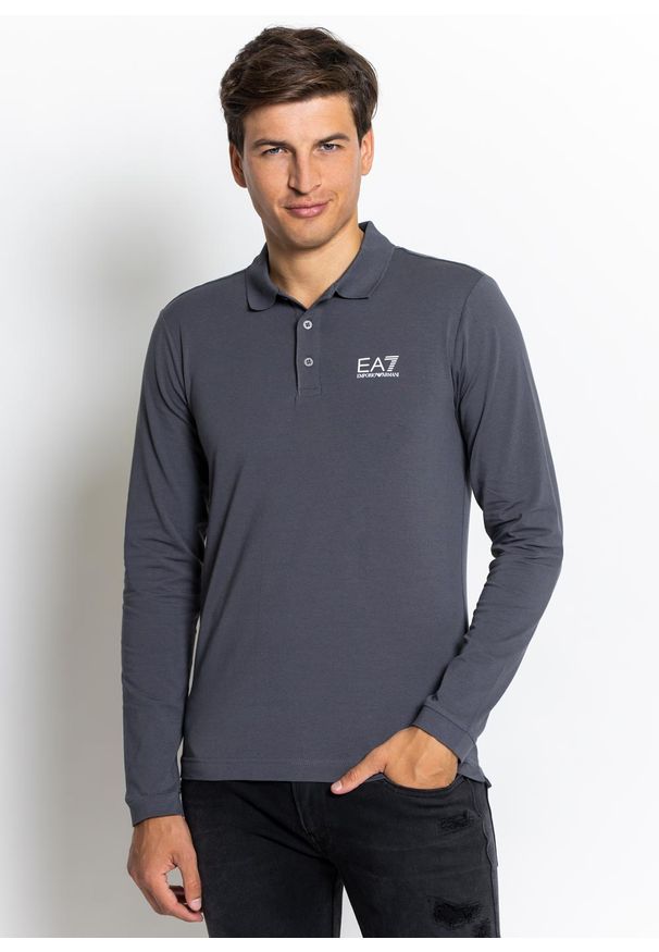 Koszulka męska Polo EA7 Emporio Armani (8NPF05 PJM5Z 1977). Typ kołnierza: polo. Kolor: szary. Styl: sportowy