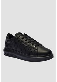 Karl Lagerfeld - KARL LAGERFELD Czarne męskie sneakersy KAPRI MENS Monogram Emboss Lo, Rozmiar 45. Okazja: na co dzień. Kolor: czarny. Materiał: materiał #1