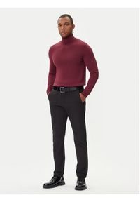 Hugo - HUGO Golf San Thomas-M 50474174 Bordowy Regular Fit. Typ kołnierza: golf. Kolor: czerwony. Materiał: wełna