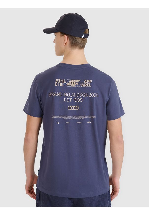 4f - 4F T-shirt regular z nadrukiem męski - szary S. Okazja: na co dzień. Kolor: szary. Materiał: dzianina, bawełna, jersey. Długość rękawa: krótki rękaw. Długość: krótkie. Wzór: nadruk. Styl: klasyczny, sportowy, casual