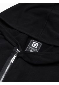 Ombre Clothing - Długa bluza męska rozpinana - czarna B1370 - XL. Kolor: czarny. Materiał: bawełna, poliester, dzianina. Długość: długie. Wzór: napisy, aplikacja. Styl: elegancki #9