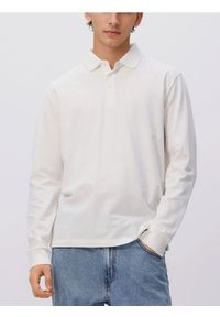 Reserved - Koszulka polo z długim rękawem - złamana biel. Typ kołnierza: polo. Materiał: bawełna, dzianina. Długość rękawa: długi rękaw. Długość: długie #1