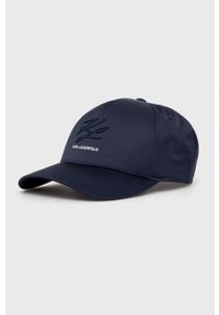 Karl Lagerfeld czapka kolor granatowy z aplikacją. Kolor: niebieski. Wzór: aplikacja