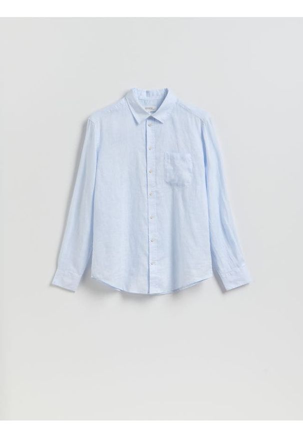 Reserved - Lniana koszula regular fit - jasnoniebieski. Kolor: niebieski. Materiał: len