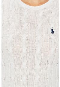 Polo Ralph Lauren - Sweter. Typ kołnierza: polo. Kolor: biały. Materiał: dzianina, materiał