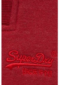 Superdry - Spodnie. Kolor: czerwony. Materiał: dzianina. Wzór: gładki