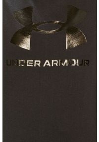 Under Armour t-shirt damski kolor czarny. Okazja: na co dzień. Kolor: czarny. Materiał: dzianina, prążkowany. Wzór: nadruk. Styl: casual #4