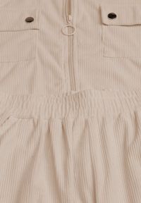 Renee - Jasnobeżowy Komplet Dresowy w Prążki Bluza Kurtka Rozpinana z Kołnierzykiem i Spodnie Lisulla. Kolor: beżowy. Materiał: dresówka. Wzór: prążki. Sport: turystyka piesza #3