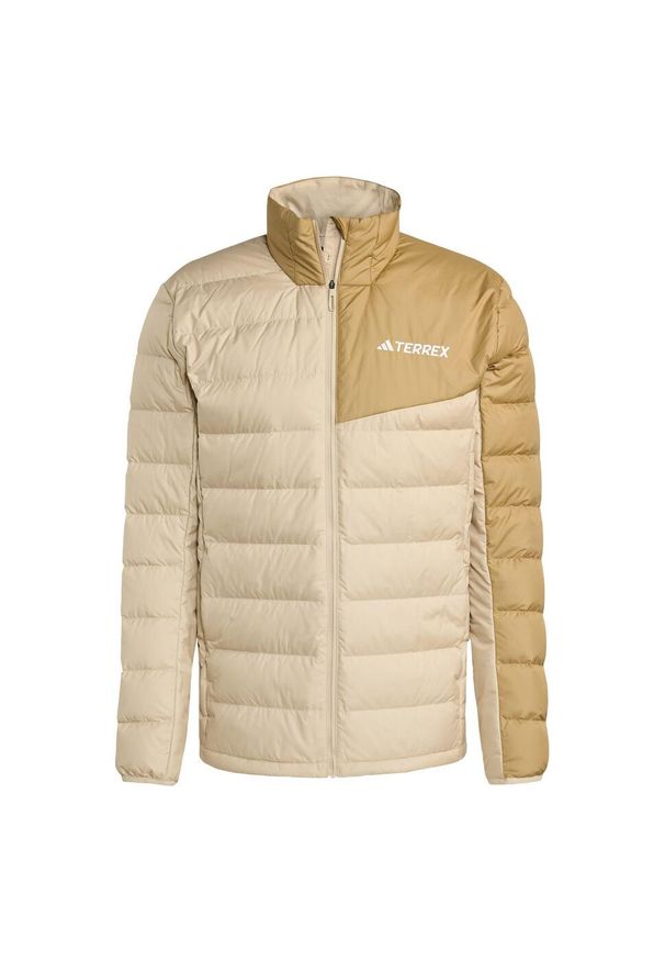 Adidas - Kurtka Terrex Multi Light Down CLIMAWARM. Kolor: beżowy. Materiał: puch. Technologia: ClimaWarm (Adidas). Sport: turystyka piesza
