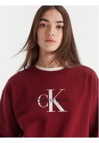 Calvin Klein Jeans Bluza Monologo LV047B234G Bordowy Relaxed Fit. Kolor: czerwony. Materiał: bawełna #4