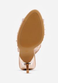 Born2be - Szampańskie Sandały na Szpilce VICES z Transparentną Cholewką i Cyrkoniami Imelle. Nosek buta: otwarty. Kolor: złoty. Materiał: skóra, materiał. Wzór: aplikacja. Sezon: lato. Obcas: na szpilce. Styl: klasyczny. Wysokość obcasa: średni #3