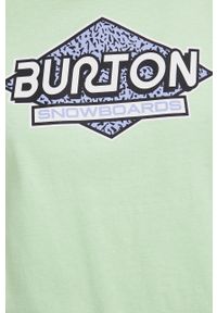 Burton T-shirt bawełniany kolor zielony. Okazja: na co dzień. Kolor: zielony. Materiał: bawełna. Wzór: nadruk. Styl: casual #2