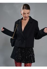 Sinsay - Spódnica mini z połyskiem - czarny. Kolor: czarny #1