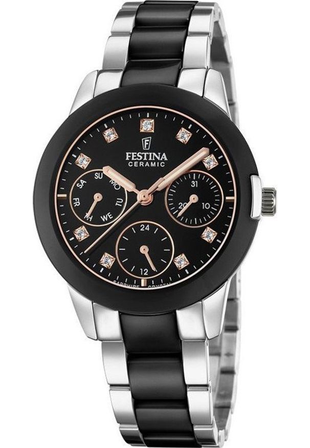 Zegarek Festina Zegarek damski Festina F20497-3 CYRKONIE srebrny. Kolor: srebrny