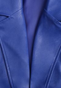 Born2be - Granatowa Marynarka o Pudełkowym Fasonie z Ekoskóry z Poduszkami w Ramionach Sunins. Okazja: na co dzień, na spotkanie biznesowe. Kolor: niebieski. Materiał: wiskoza, jeans. Wzór: aplikacja. Sezon: wiosna, jesień. Styl: casual, biznesowy, elegancki, klasyczny #5