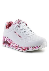 skechers - Buty Skechers Uno-Loving Love 155506-WRPK białe. Okazja: na spacer, na co dzień. Kolor: biały. Materiał: guma, syntetyk, skóra, materiał. Szerokość cholewki: normalna. Sport: turystyka piesza