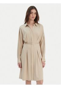 BOSS Sukienka koszulowa Dolala 50552373 Beżowy Relaxed Fit. Kolor: beżowy. Materiał: wiskoza. Typ sukienki: koszulowe #1