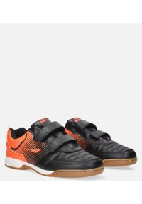 Casu - Czarne buty sportowe halówki na rzepy casu a1601b-1. Zapięcie: rzepy. Kolor: czarny, wielokolorowy, pomarańczowy #2