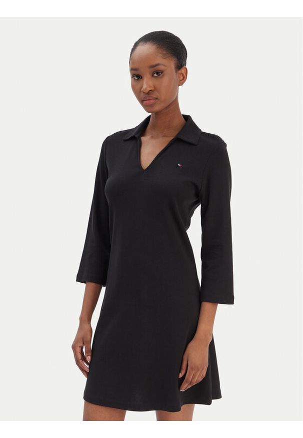 TOMMY HILFIGER - Tommy Hilfiger Sukienka codzienna Modern Cody WW0WW47868 Czarny Regular Fit. Okazja: na co dzień. Kolor: czarny. Materiał: bawełna. Typ sukienki: proste. Styl: casual