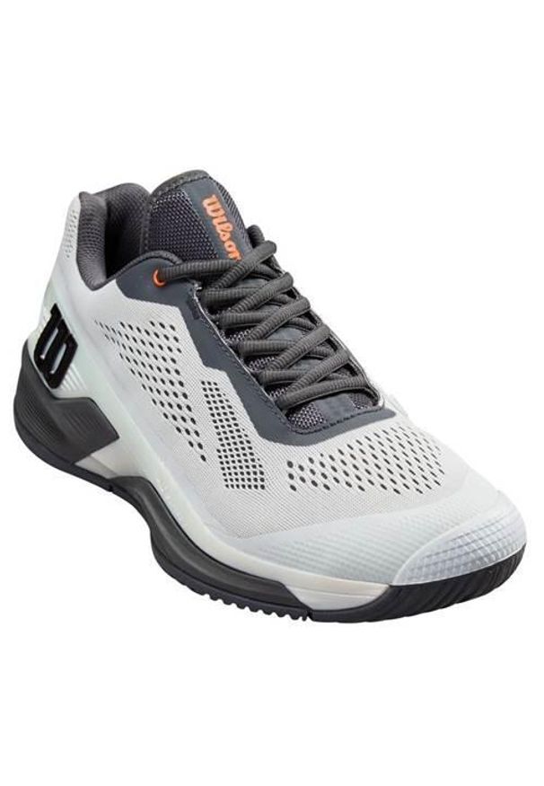 Buty do tenisa męskie Wilson Rush Pro 4.0. Kolor: biały, wielokolorowy. Materiał: syntetyk, materiał. Szerokość cholewki: normalna. Sport: tenis