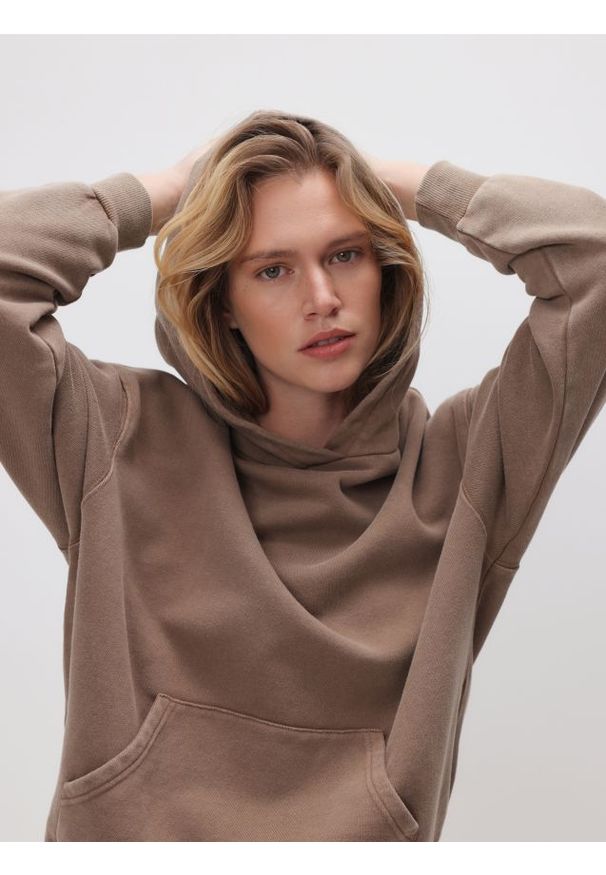 Reserved - Bawełniana bluza - brązowy. Kolor: brązowy. Materiał: bawełna