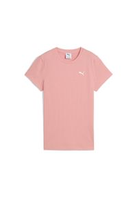 Puma - Damska koszulka prążkowana ESS ELEVATED PUMA Pink Fruit. Kolor: różowy. Materiał: prążkowany. Wzór: haft