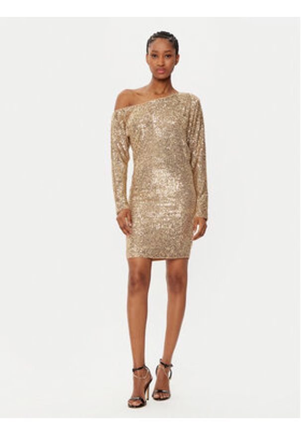 Marciano Guess Sukienka koktajlowa 5RGK69 6166A Złoty Bodycon Fit. Kolor: złoty. Materiał: syntetyk. Typ sukienki: bodycon. Styl: wizytowy
