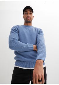 bonprix - Sweter z bawełny z recyklingu. Kolor: niebieski. Materiał: bawełna. Długość rękawa: raglanowy rękaw #1