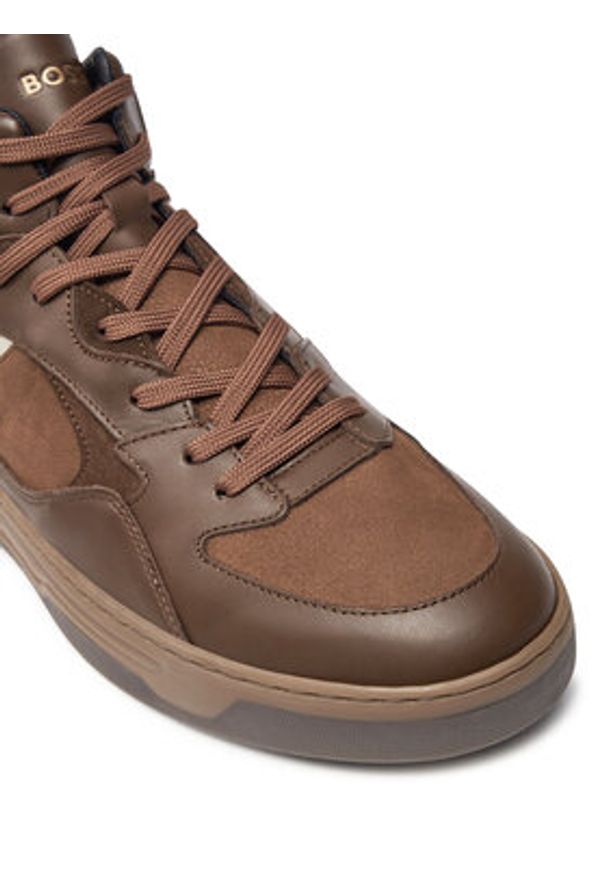 BOSS Sneakersy Baltimore 50529517 Brązowy. Kolor: brązowy. Materiał: skóra