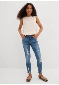 bonprix - Top bluzkowy z chłodzącego materiału z lnem. Kolor: beżowy. Materiał: len, materiał. Wzór: gładki #2