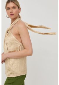 Birgitte Herskind bluzka damska kolor beżowy. Kolor: beżowy. Materiał: guma, tkanina