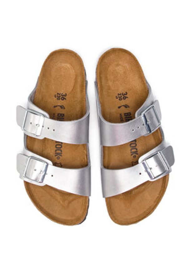 Birkenstock Klapki Arizona Bs 1012283 Srebrny. Kolor: srebrny. Materiał: skóra